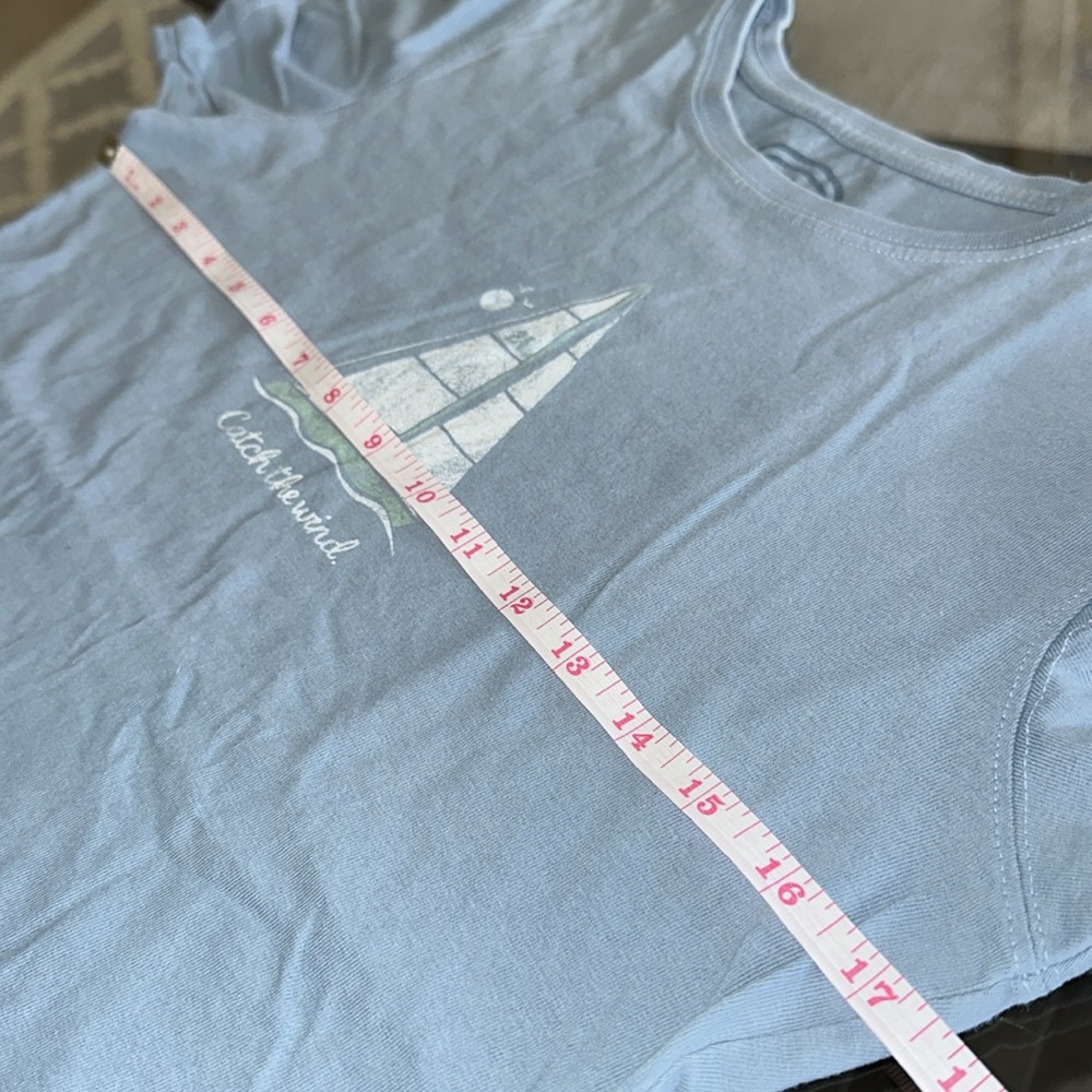 LIFE IS GOOD~Size XS~Women’s Blue T-Shirt Sailing Catch The Wind Cotton - Picture 6 of 7